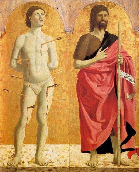 Piero della Francesca Polyptych of the Misericordia: Sts Sebastian and John the Baptist oil painting picture